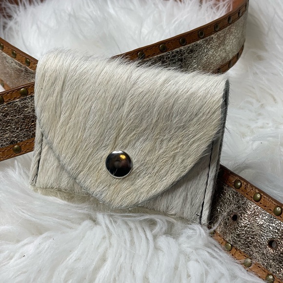 Hair on Hide Genuine Leather Card Holder with snap closure. Made in USA - Picture 2 of 10